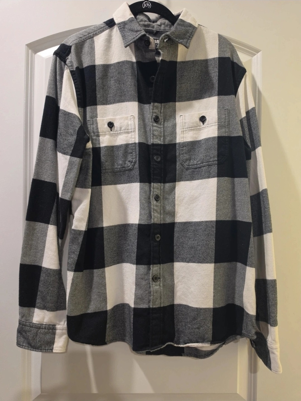 Express Men's Black & White Plaid Button-Down Shirt